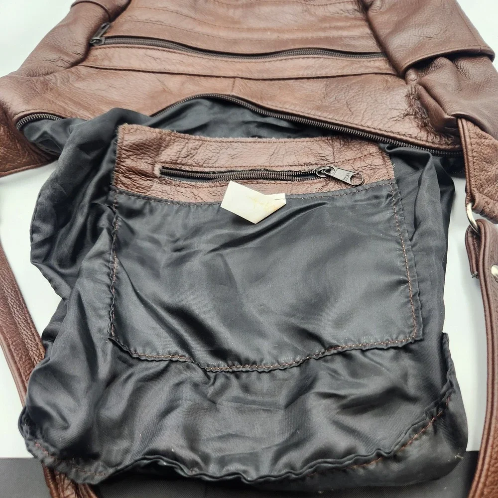 Vintage Genuine Leather Hobo Shoulder‎ Bag Brown 14x10 Made in Mexico